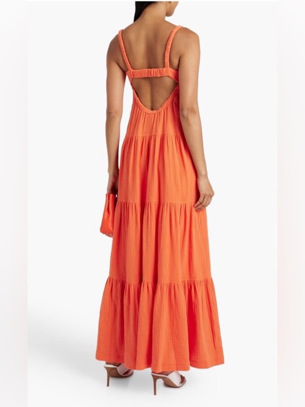 Jonathan Simkhai Mirabelle Tiered Cutout Orange Maxi M